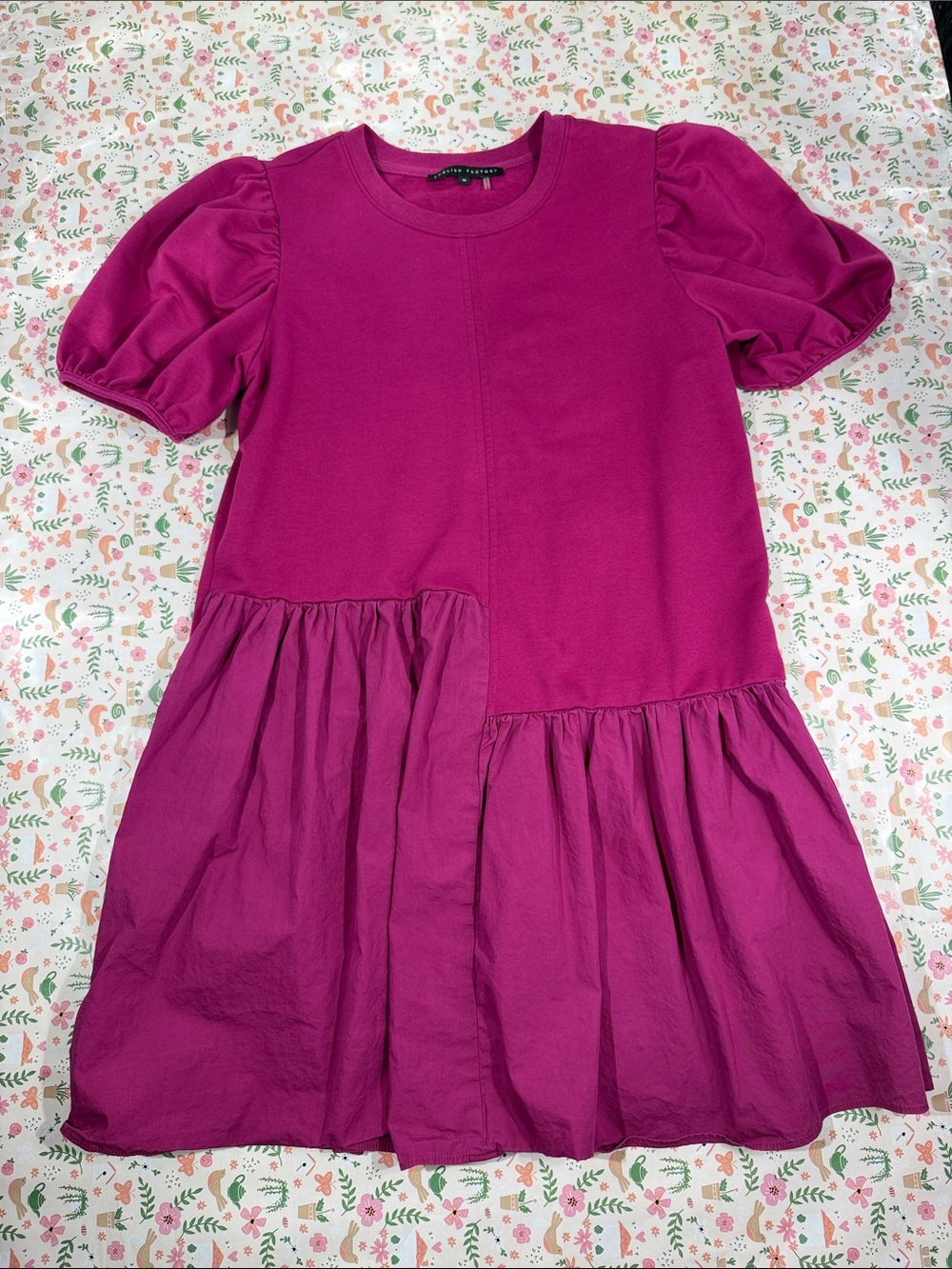 English Factory Bright Magenta Puff Sleeve Dress